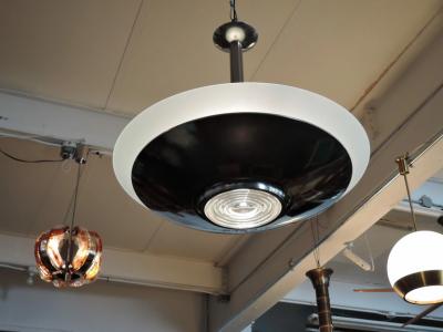 Jean Perzel Fine French Art Deco Chrome and Glass Chandelier by Jean Perzel