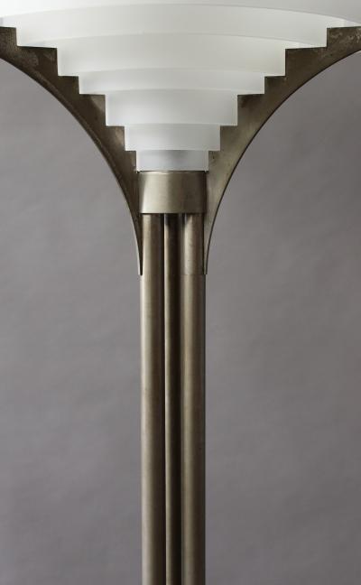 Jean Perzel Fine French Art Deco Chrome and Glass Floor Lamp by Jean Perzel