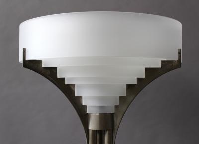 Jean Perzel Fine French Art Deco Chrome and Glass Floor Lamp by Jean Perzel