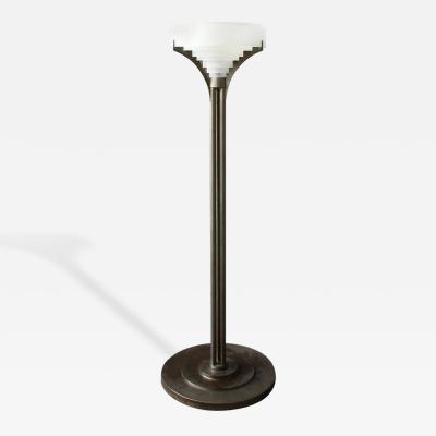 Jean Perzel Fine French Art Deco Chrome and Glass Floor Lamp by Jean Perzel