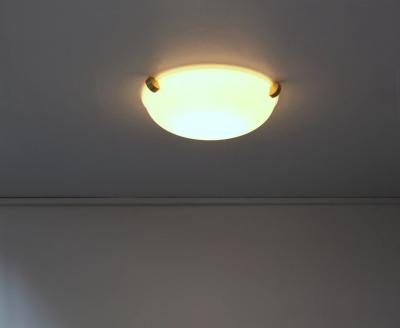 Jean Perzel Fine French Art Deco Glass and Brass Flush Mount Sconce by Jean Perzel