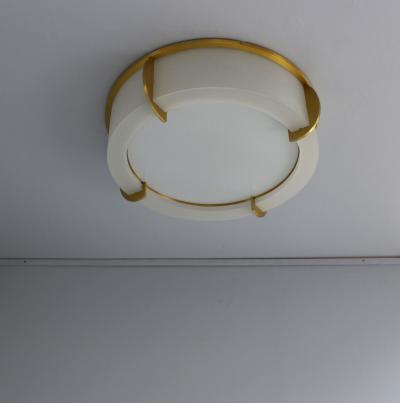 Jean Perzel Fine French Art Deco Glass and Bronze Ceiling Light by Jean Perzel