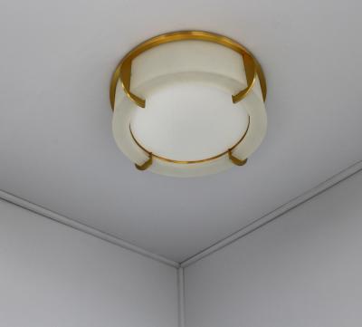 Jean Perzel Fine French Art Deco Glass and Bronze Ceiling Light by Jean Perzel