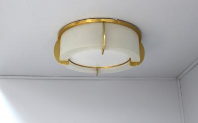 Jean Perzel Fine French Art Deco Glass and Bronze Ceiling Light by Jean Perzel