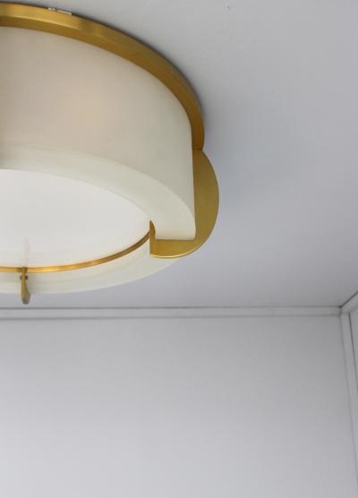 Jean Perzel Fine French Art Deco Glass and Bronze Ceiling Light by Jean Perzel