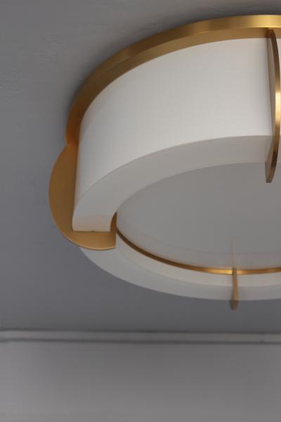 Jean Perzel Fine French Art Deco Glass and Bronze Ceiling Light by Jean Perzel