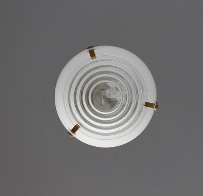 Jean Perzel Fine French Art Deco Glass and Bronze Chandelier by Perzel