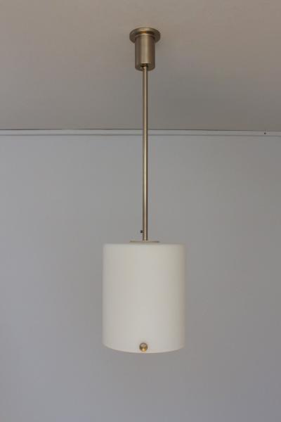 Jean Perzel Fine French Art Deco Glass and Nickel Pendant by Perzel