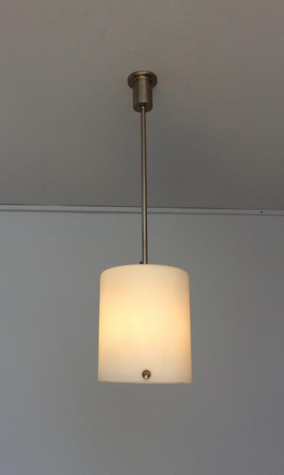 Jean Perzel Fine French Art Deco Glass and Nickel Pendant by Perzel