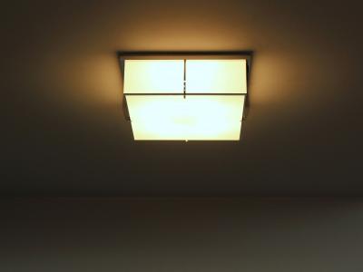 Jean Perzel Fine French Art Deco Square Enameled Glass and Chrome Flush Mount by Perzel