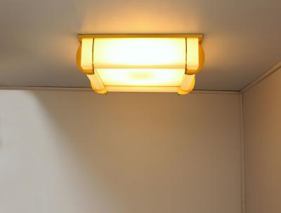 Jean Perzel Fine French Art Deco Square Glass and Bronze Flush Mount by Jean Perzel