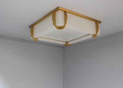 Jean Perzel Fine French Art Deco Square Glass and Bronze Flush Mount by Jean Perzel