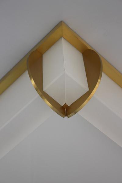 Jean Perzel Fine French Art Deco Square Glass and Bronze Flush Mount by Jean Perzel