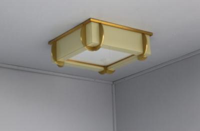 Jean Perzel Fine French Art Deco Square Glass and Bronze Flush Mount by Jean Perzel