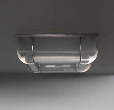 Jean Perzel Fine French Art Deco Two Tier Square Flush Mount by Jean Perzel