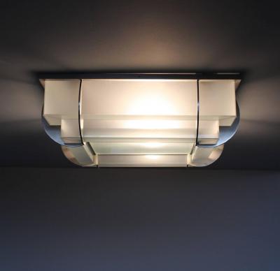 Jean Perzel Fine French Art Deco Two Tier Square Flush Mount by Jean Perzel