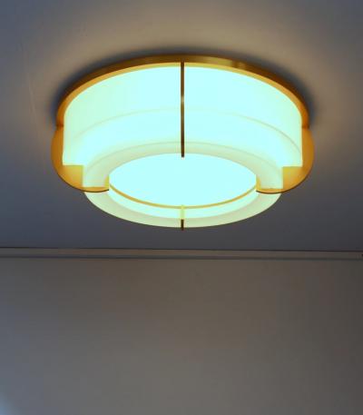 Jean Perzel Fine French Art Deco Two Tiered Flush Mount by Jean Perzel