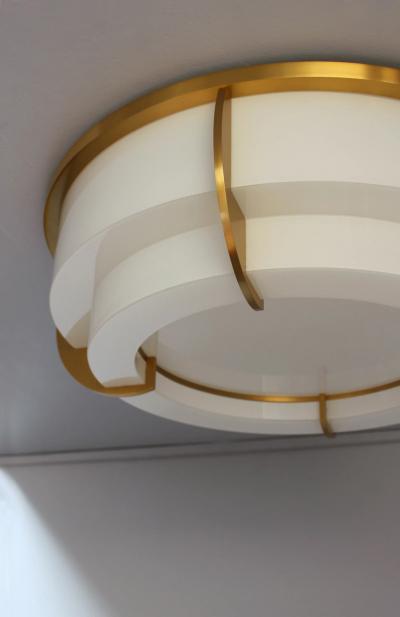 Jean Perzel Fine French Art Deco Two Tiered Flush Mount by Jean Perzel