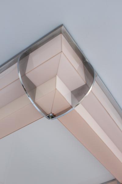 Jean Perzel Fine French Art Deco Two Tiered Glass and Chrome Flush Mount by Perzel