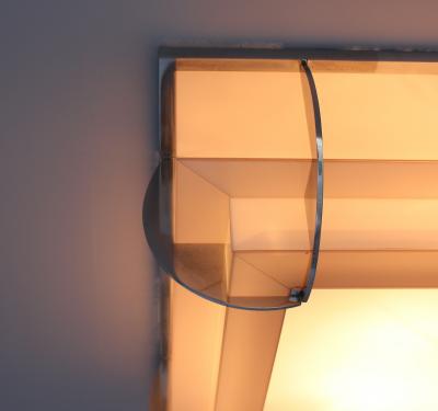 Jean Perzel Fine French Art Deco Two Tiered Glass and Chrome Flush Mount by Perzel