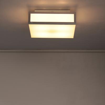 Jean Perzel Fine French Art Deco White Glass and Chrome Flush Mount or Sconce by Perzel