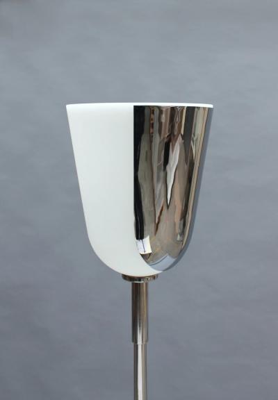 Jean Perzel Fine French Mid Century Chrome and Glass Floor Lamp by Jean Perzel