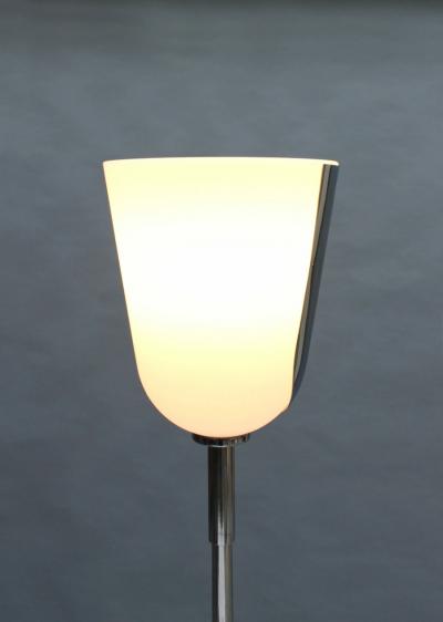 Jean Perzel Fine French Mid Century Chrome and Glass Floor Lamp by Jean Perzel