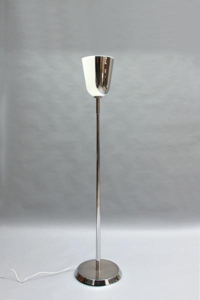 Jean Perzel Fine French Mid Century Chrome and Glass Floor Lamp by Jean Perzel