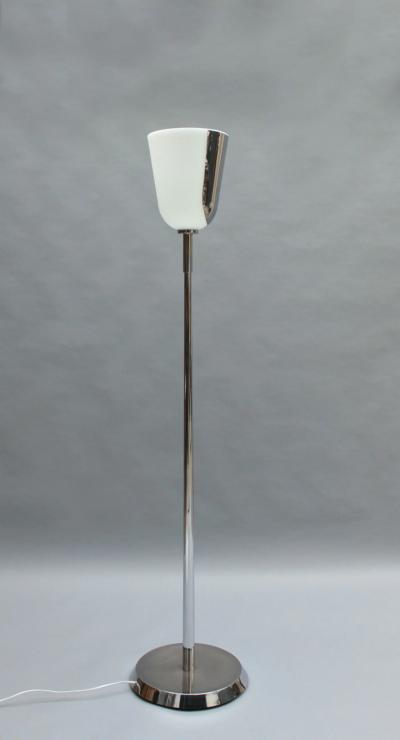 Jean Perzel Fine French Mid Century Chrome and Glass Floor Lamp by Jean Perzel