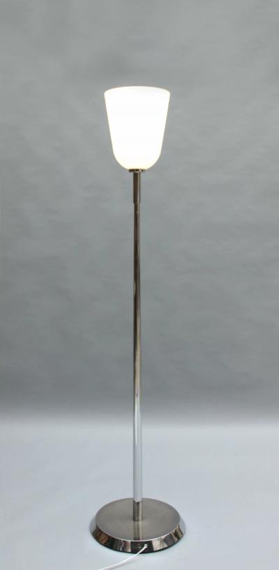 Jean Perzel Fine French Mid Century Chrome and Glass Floor Lamp by Jean Perzel