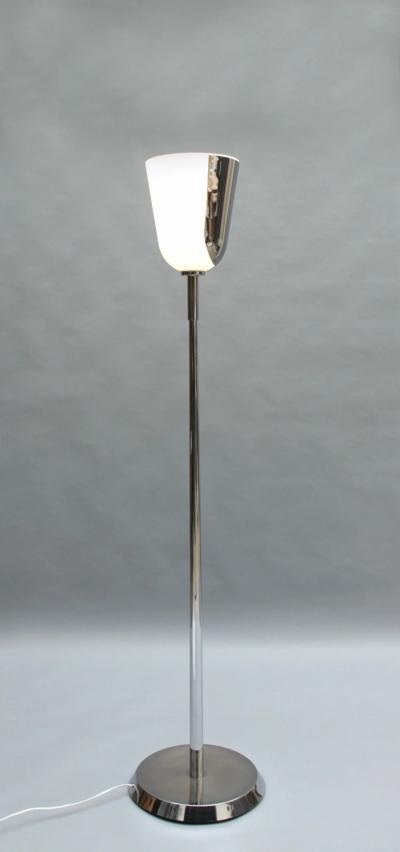 Jean Perzel Fine French Mid Century Chrome and Glass Floor Lamp by Jean Perzel