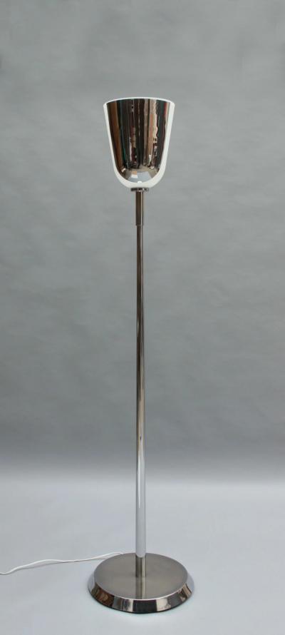 Jean Perzel Fine French Mid Century Chrome and Glass Floor Lamp by Jean Perzel
