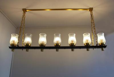 Jean Perzel Fine French Midcentury 7 Linear Lights Chandelier by Perzel