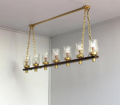 Jean Perzel Fine French Midcentury 7 Linear Lights Chandelier by Perzel