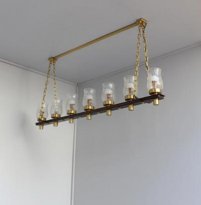 Jean Perzel Fine French Midcentury 7 Linear Lights Chandelier by Perzel