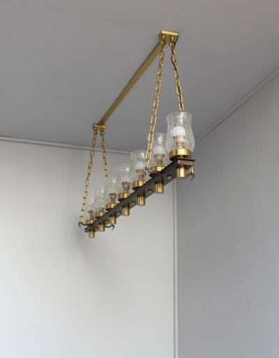 Jean Perzel Fine French Midcentury 7 Linear Lights Chandelier by Perzel