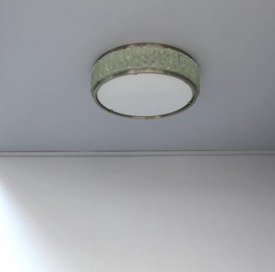 Jean Perzel Fine Round Nickeled and Glass Queen s Necklace Ceiling Light by Perzel