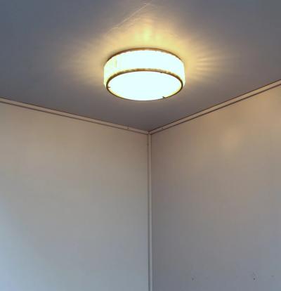 Jean Perzel Fine Round Nickeled and Glass Queen s Necklace Ceiling Light by Perzel
