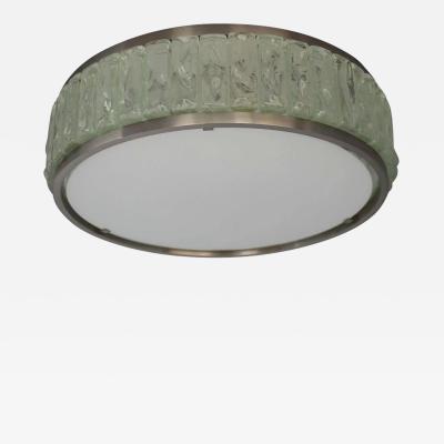 Jean Perzel Fine Round Nickeled and Glass Queen s Necklace Ceiling Light by Perzel