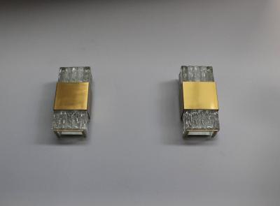 Jean Perzel Five Fine French Art Deco Bronze and Slabs Glass Sconces by Perzel