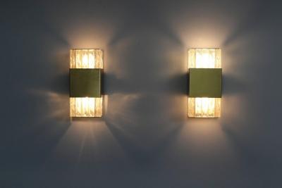 Jean Perzel Five Fine French Art Deco Bronze and Slabs Glass Sconces by Perzel