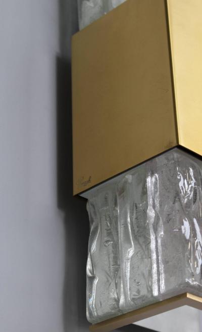Jean Perzel Five Fine French Art Deco Bronze and Slabs Glass Sconces by Perzel
