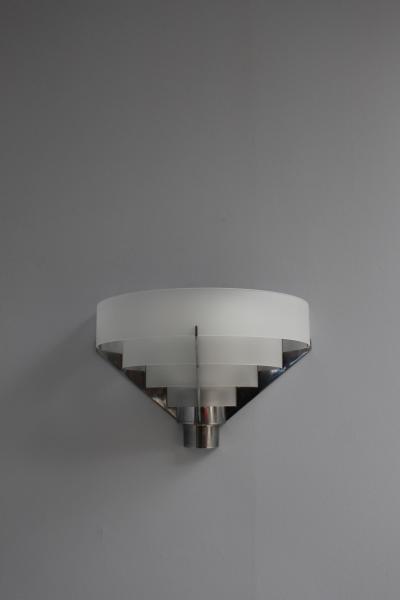 Jean Perzel Four Fine French Art Deco Chrome and Glass Sconces by Jean Perzel
