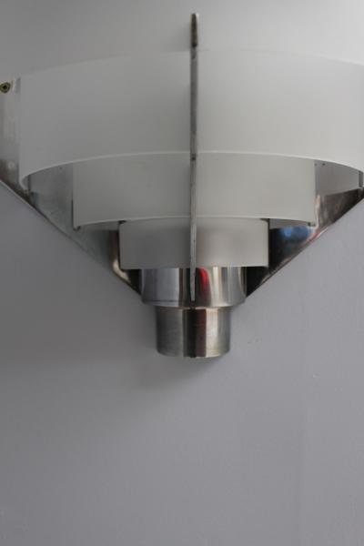 Jean Perzel Four Fine French Art Deco Chrome and Glass Sconces by Jean Perzel