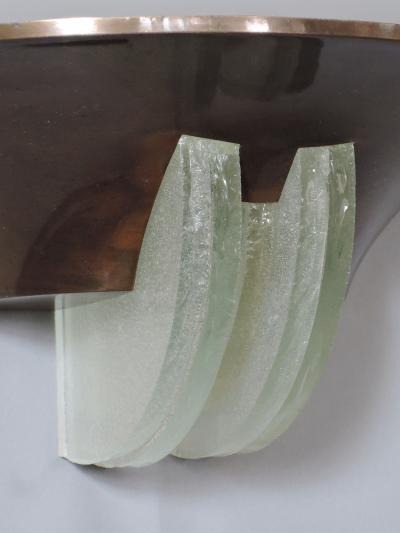 Jean Perzel Four Fine French Art Deco Glass and Bronze Sconces by Perzel