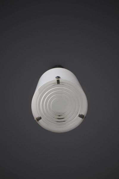 Jean Perzel French Art Deco Glass and Chrome Chandelier by Perzel