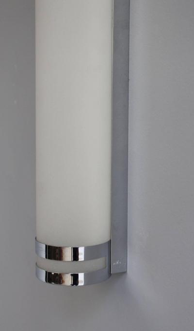 Jean Perzel French Art Deco Glass and Chrome Sconce by Jean Perzel