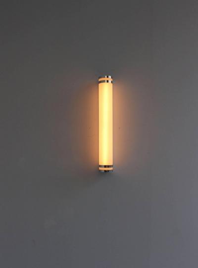 Jean Perzel French Art Deco Glass and Chrome Sconce by Jean Perzel