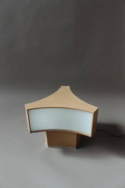 Jean Perzel French Painted Metal and Lucite Triangular Shape Table Lamp by Perzel