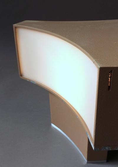 Jean Perzel French Painted Metal and Lucite Triangular Shape Table Lamp by Perzel